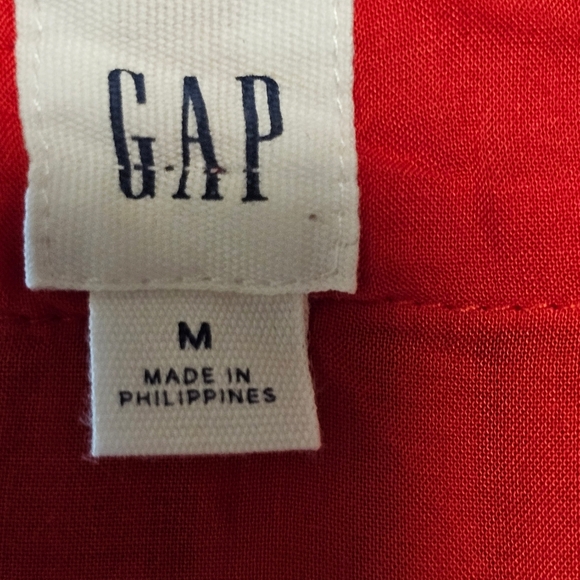 Gap women's red wrap front long-sleeved peplum button top size M - Picture 6 of 7